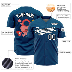 Custom Teal Valentine's Day Baseball Jersey Fans Special Edition Authentic Full Button Down Shirt