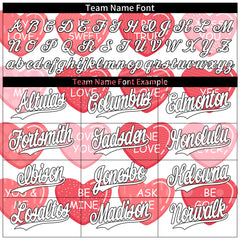 Custom White Valentine's Day Baseball Jersey Fans Special Edition Authentic Full Button Down Shirt