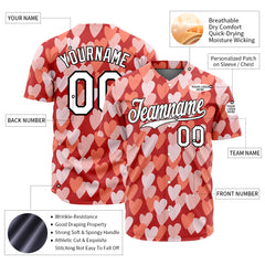 Custom Light Pink Heart Valentine's Day Baseball Jersey Fans Special Edition Authentic Full Button Down Shirt