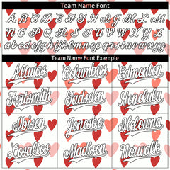 Custom Red Heart Valentine's Day Baseball Jersey Fans Special Edition Authentic Full Button Down Shirt