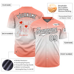 Custom Gradient Pink Valentine's Day Baseball Jersey Fans Special Edition Authentic Full Button Down Shirt