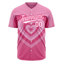 Custom Pink Heart Valentine's Day Baseball Jersey Fans Special Edition Authentic Shirts