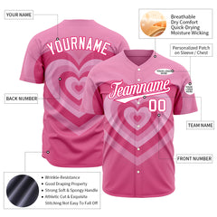 Custom Pink Heart Valentine's Day Baseball Jersey Fans Special Edition Authentic Shirts