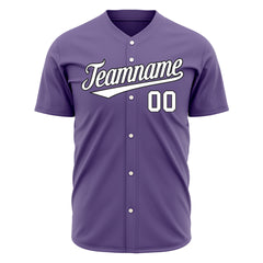 Custom Light Purple Valentine's Day Baseball Jersey Full Button Down Fans Special Edition Authentic Shirt