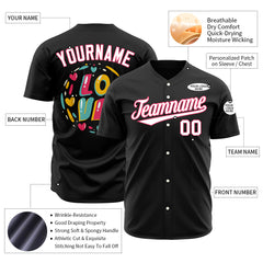 Custom Black Valentine's Day Baseball Jersey Fans Special Edition Authentic Shirts