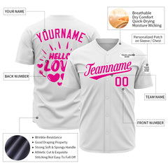 Custom White Valentine's Day Baseball Jersey Fans Special Edition Authentic Shirt