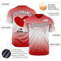 Custom Gradient Red Heart Valentine's Day Baseball Jersey Fans Special Edition Authentic Shirt