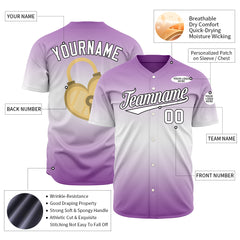 Custom Gradient Purple Valentine's Day Baseball Jersey Fans Special Edition Authentic Shirt