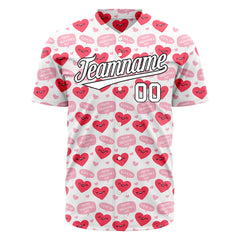 Custom White Heart Valentine's Day Baseball Jersey Fans Special Edition Authentic Shirt