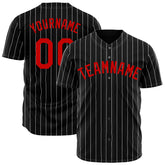 Custom Pinstripe Black Full Button Down Mesh Fans Special Edition Authentic Baseball Jersey