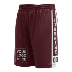 Custom Burgundy Mesh Sports Basketball Shorts with Side Pockets