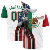 Custom White Mexican Flag Fans Special Edition Authentic Vintage Baseball Jersey