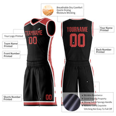 Custom Black Basketball Uniform Personailzed Printed Athletic Mesh Jersey