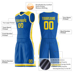 Custom Blue Basketball Uniform Personailzed Printed Athletic Mesh Jersey