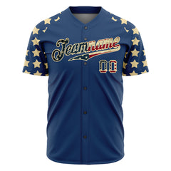 Custom Blue National USA Flag Two Tone Shirts Authentic Vintage Baseball Jersey