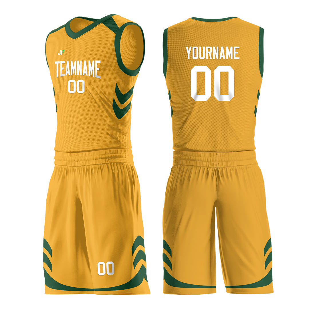 Custom Gold Basketball Uniform For Adult Youth Fans Mesh Jersey