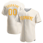 Custom Gold Pinstripe Full Button Down Mesh Fans Special Edition Authentic Baseball Jersey