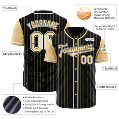 Custom Gold Pinstripe Two Tone Authentic Vintage Baseball Jersey