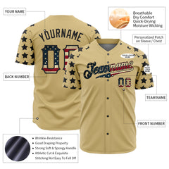 Custom Gold National USA Flag Two Tone Shirts Authentic Vintage Baseball Jersey
