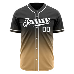 Custom Gradient Black Gold Baseball Jersey Full Button Down Fans Special Edition Authentic Shirt