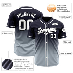 Custom Gradient Black Blue Baseball Jersey Full Button Down Fans Special Edition Authentic Shirt