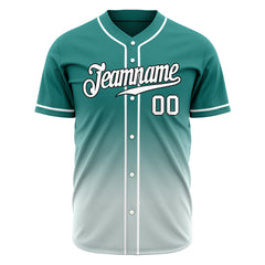 Custom Gradient Green Gray Baseball Jersey Full Button Down Fans Special Edition Authentic Shirt
