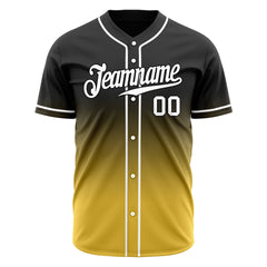 Custom Gradient Black Yellow Baseball Jersey Full Button Down Fans Special Edition Authentic Shirt