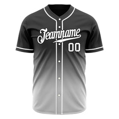 Custom Gradient Black Gray Baseball Jersey Full Button Down Fans Special Edition Authentic Shirt