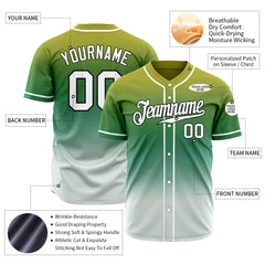 Custom Gradient Teal Green Baseball Jersey Full Button Down Fans Special Edition Authentic Shirt