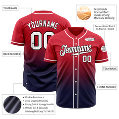 Custom Gradient Red Black Jersey Full Button Down Fans Special Edition Authentic Shirt