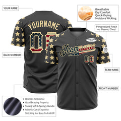 Custom Gray National USA Flag Two Tone Shirts Authentic Vintage Baseball Jersey