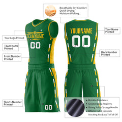 Custom Reversible Green Basketball Uniform Personailzed Printed Athletic Sports Shirts Mesh Jersey
