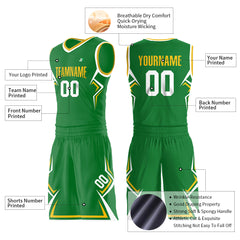 Custom Green Basketball Uniform Print Name Number Athletic V Neck Mesh Jersey Design Your Own