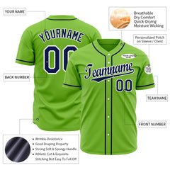 Custom Neon Green Full Button Up Mesh Fans Special Edition Authentic Baseball Jersey