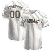Custom Olive Pinstripe Full Button Down Mesh Fans Special Edition Authentic Baseball Jersey