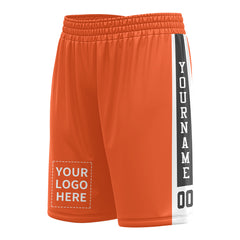 Custom Orange Mesh Sports Basketball Shorts with Side Pockets