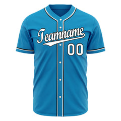 Custom Panther Blue Blue Full Button Up Mesh Fans Special Edition Authentic Baseball Jersey