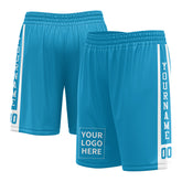 Custom Panther Blue Mesh Sports Basketball Shorts with Side Pockets