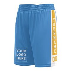 Custom Powder Blue Mesh Sports Basketball Shorts with Side Pockets
