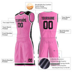 Custom Pink Basketball Uniform Personailzed Printed Athletic Mesh Jersey