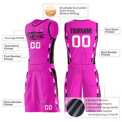 Custom Reversible Pink Basketball Uniform Personailzed Printed Athletic Sports Shirts Mesh Jersey