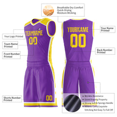 Custom Purple Basketball Uniform Personailzed Printed Athletic Mesh Jersey