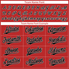 Custom Red Baseball Jersey Authentic Hip Hop Button Down Vintage Shirt