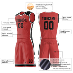 Custom Red Basketball Uniform Personailzed Printed Athletic Mesh Jersey
