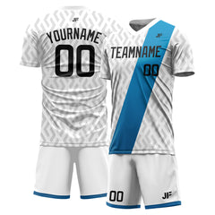 Custom White Blue Soccer Uniform Training Outfit Sportswear Jersey