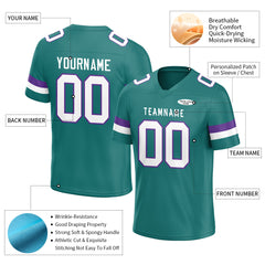 Custom Teal Football Jersey Athletic Shirt For Adult Youth