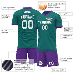 Custom Teal Soccer Uniform For Adult Youth Fans Jersey