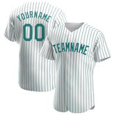 Custom Teal Pinstripe Full Button Down Mesh Fans Special Edition Authentic Baseball Jersey