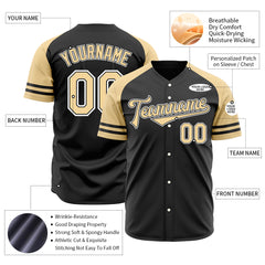 Custom Black Two Tone Fashion Baseball Jersey Authentic Button Down Vintage Shirt