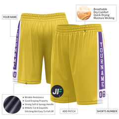 Custom Yellow Mesh Sports Basketball Shorts with Side Pockets